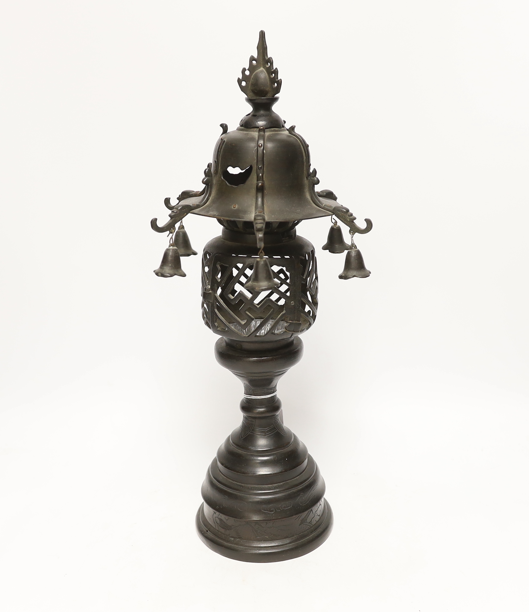 A Japanese bronze lantern, 45cm high